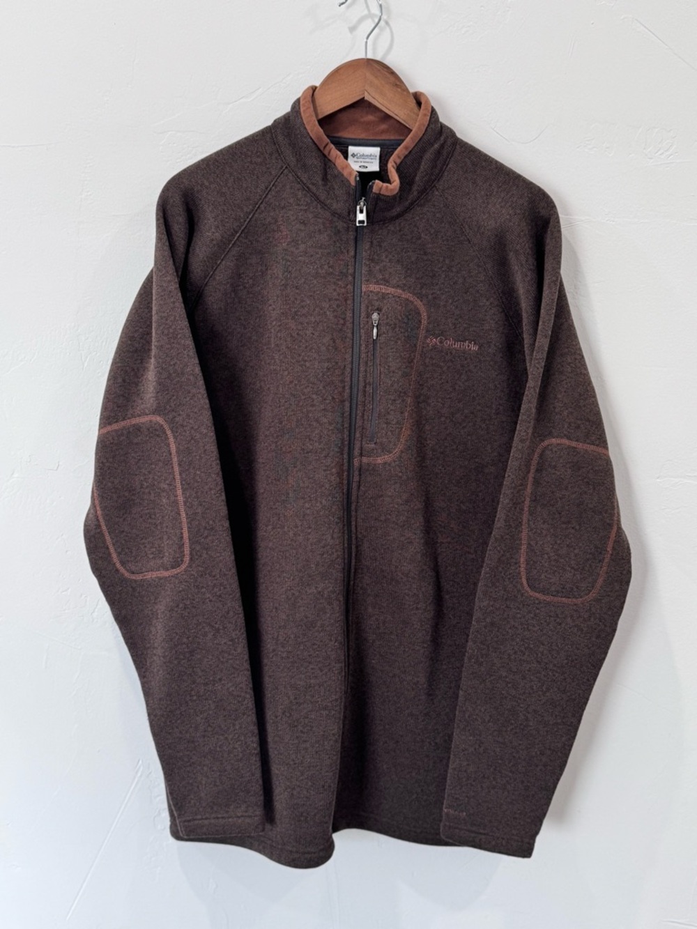 Columbia Sportswear Men's Dark Brown Full-Zip Stand Collar Fleece Size XLT
